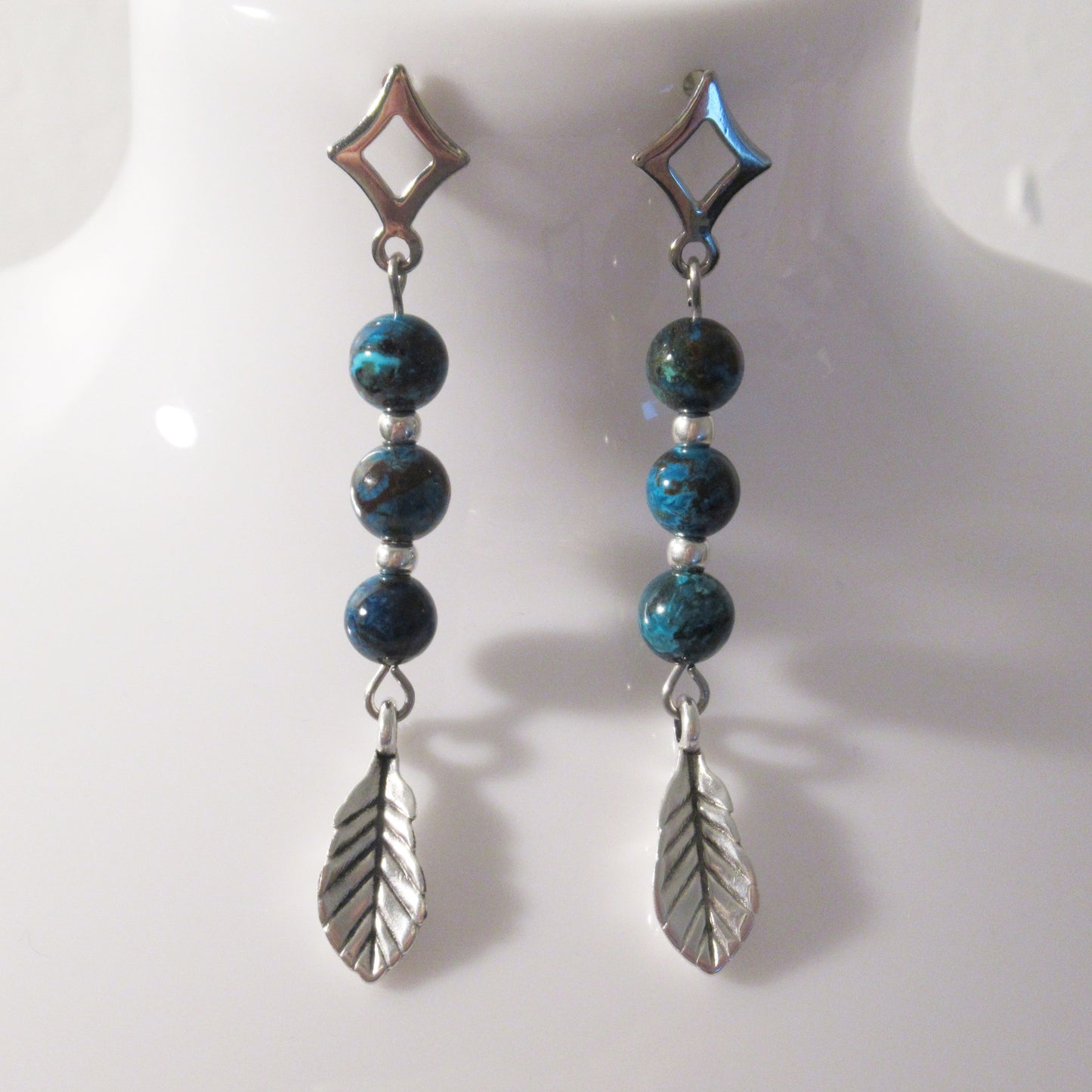 Boucles d'oreilles - Chrysocolle - Feuille