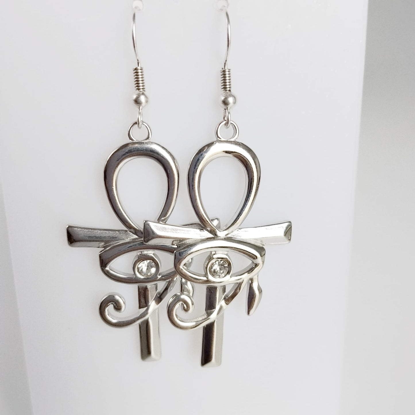 Boucles d’Oreilles Égyptiennes Ankh et Œil d’Horus