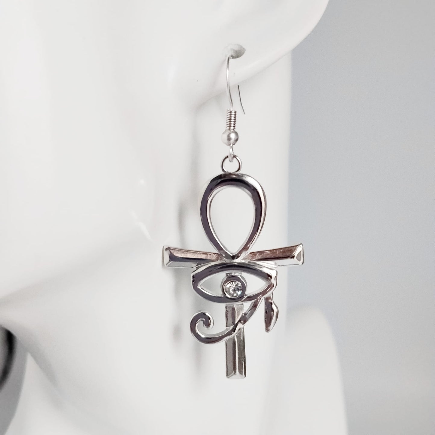 Boucles d’Oreilles Égyptiennes Ankh et Œil d’Horus