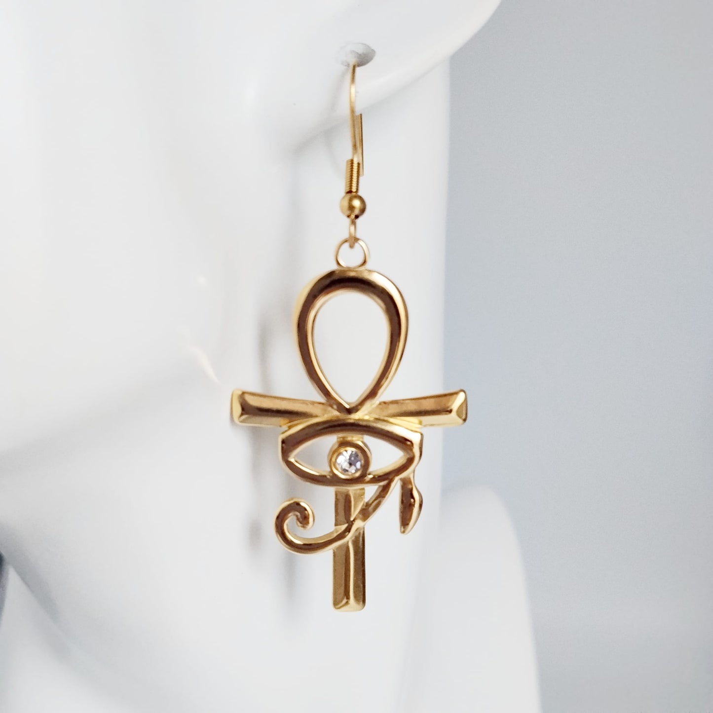 Boucles d’Oreilles Égyptiennes Ankh et Œil d’Horus
