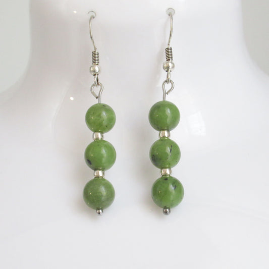 Boucles d'oreilles en pierres naturelles - Triple perles
