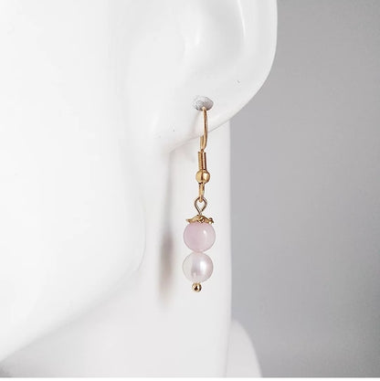Boucles d'oreilles en pierre naturelle - Kunzite - Perles d'eau douce