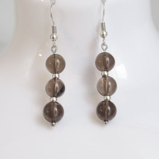 Boucles d'oreilles en pierres naturelles - Triple perles