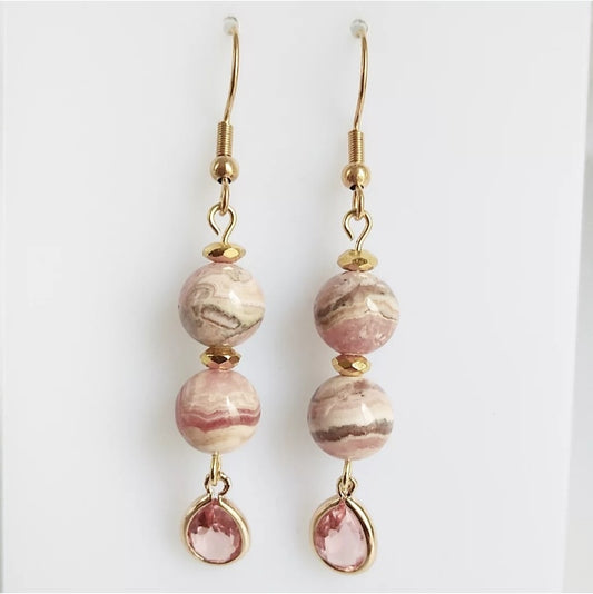 Boucles d'oreilles en pierres naturelles - Rhodocrosite