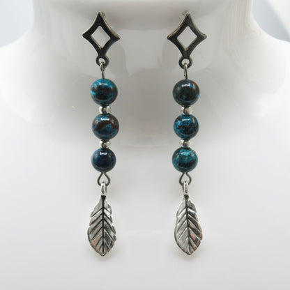 Boucles d'oreilles - Chrysocolle - Feuille