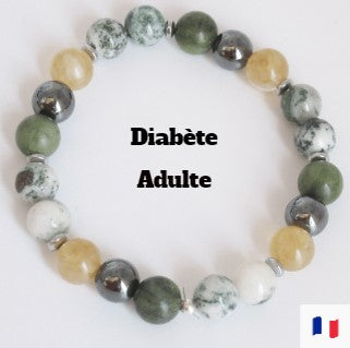 Bracelet diabète pour diabétique Femme/Homme en pierres naturelles