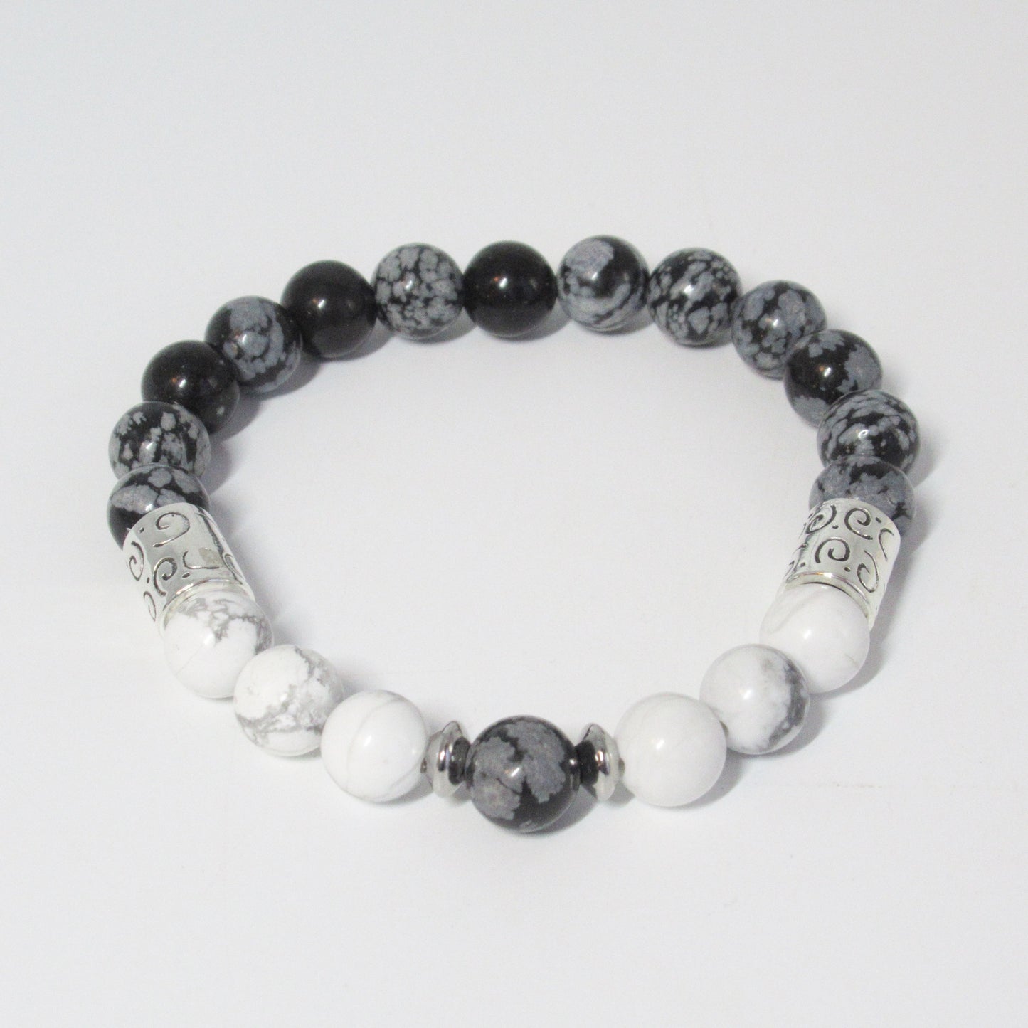 Bracelet Homme Obsidienne Neige Howlite