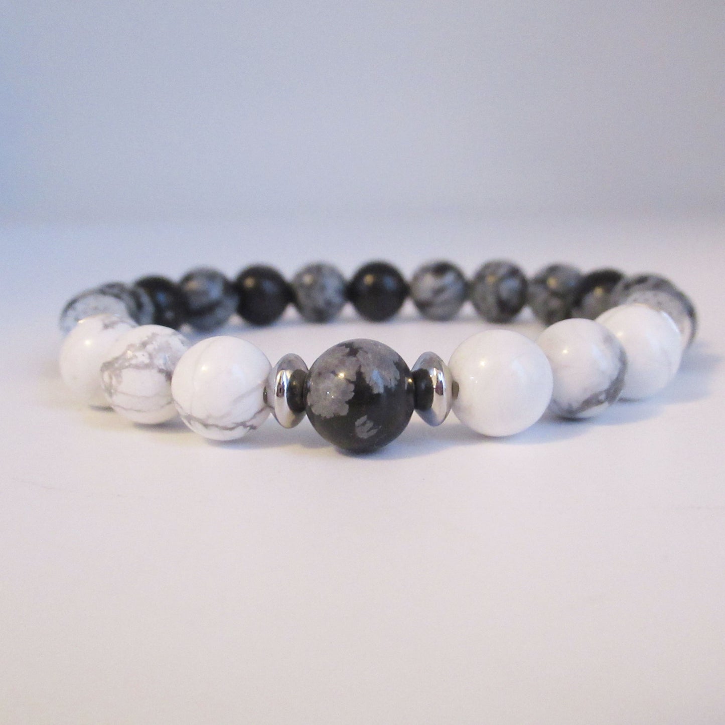 Bracelet Homme Obsidienne Neige Howlite