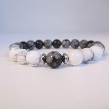 Bracelet Homme Obsidienne Neige Howlite