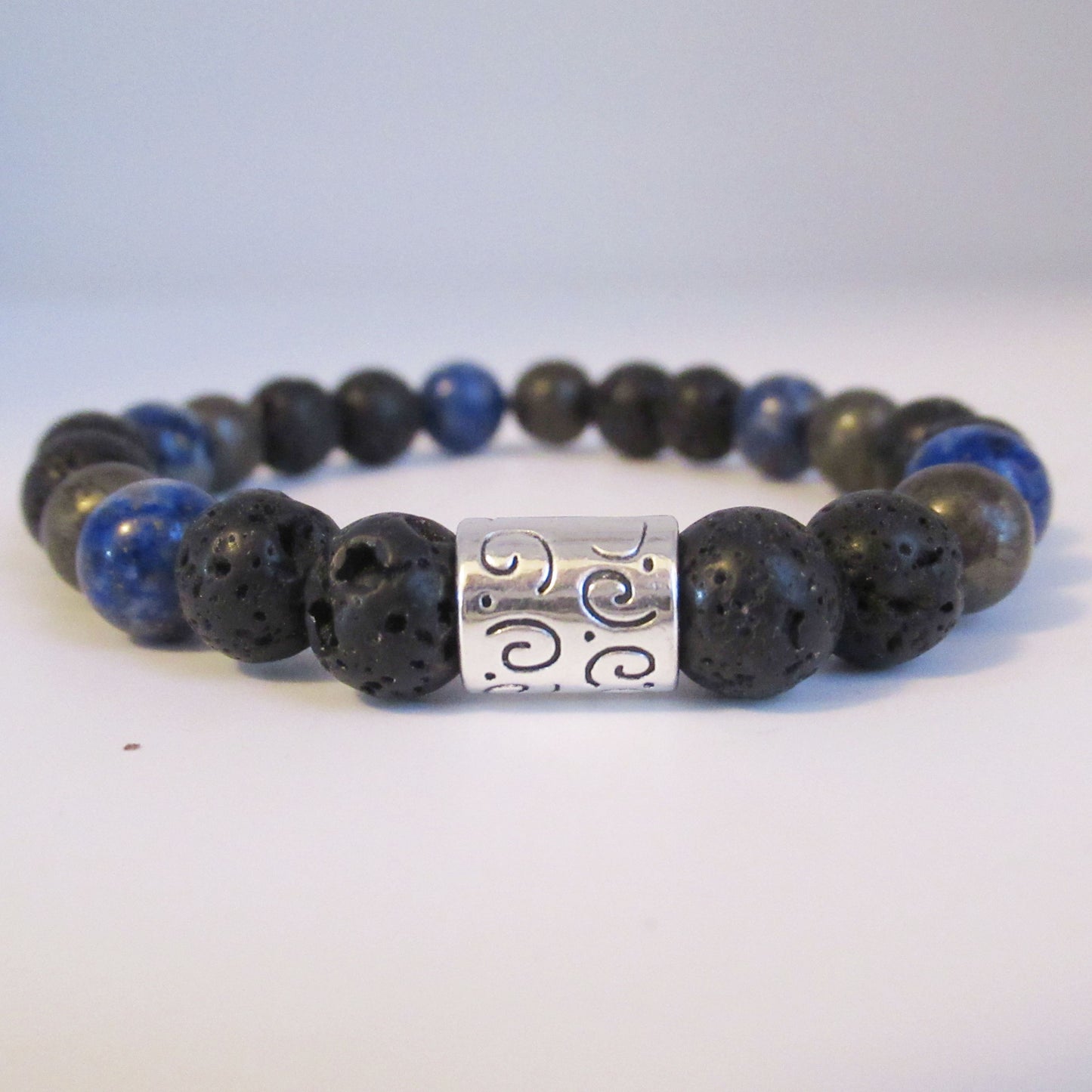 Bracelet Homme Pierre de Lave - Lapis Lazuli -Pyrite en pierres naturelles