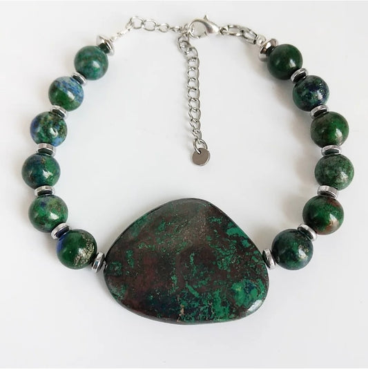 Bracelet - Azurite Malachite - Ajustable Femme en pierres naturelles