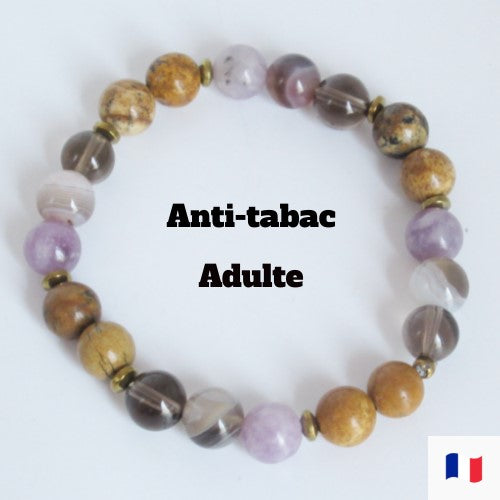 Bracelet anti-tabac Femme/Homme en pierres naturelles Lithothérapie  Vous avez décidé de dire stop au tabac ? Ce bracelet anti-tabac solution pour arrêter naturellement de fumer vous accompagnera dans votre sevrage tabagique grâce à la synergie de ces 4 pierres naturelles Composition Jaspe paysage, vous apportera la détermination et le courage pour atteindre votre objectif. 