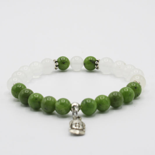 Bracelet - Jade Blanc - Jade Néphrite - Bouddha