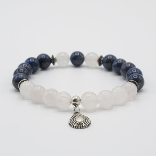 Bracelet - Lapis Lazuli - Quartz Rose - Goutte - 8 mm