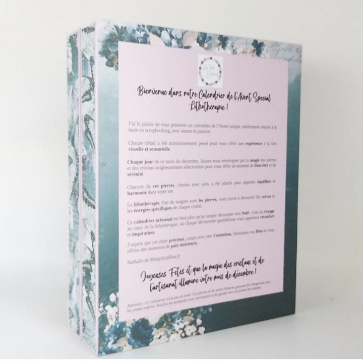 Calendrier de l'avent pierres naturelles original en scrapbooking 2025 - Lithothérapie - idée cadeau femme - Édition limitée