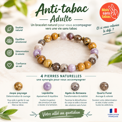 Bracelet anti-tabac Femme/Homme en pierres naturelles Lithothérapie