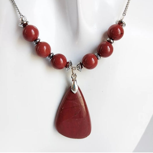 Collier en pierre naturelle - Jaspe rouge