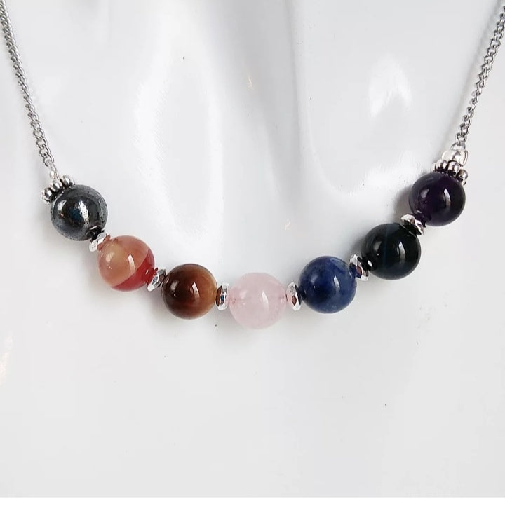 Retrouvez l'harmonie intérieure avec ce collier 7 chakras en pierres naturelles . Chaque perle est soigneusement choisie pour rééquilibrer vos énergies et favoriser le bien-être, la confiance et la sérénité au quotidien.
