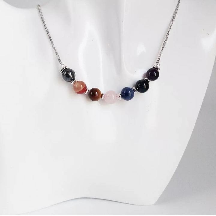 Retrouvez l'harmonie intérieure avec ce collier 7 chakras en pierres naturelles . Chaque perle est soigneusement choisie pour rééquilibrer vos énergies et favoriser le bien-être, la confiance et la sérénité au quotidien.
