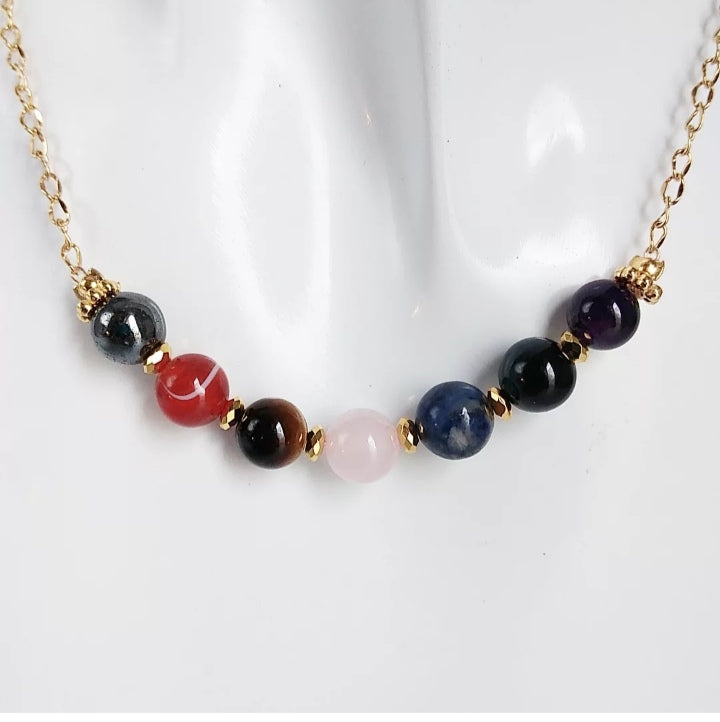 Retrouvez l'harmonie intérieure avec ce collier 7 chakras en pierres naturelles . Chaque perle est soigneusement choisie pour rééquilibrer vos énergies et favoriser le bien-être, la confiance et la sérénité au quotidien.