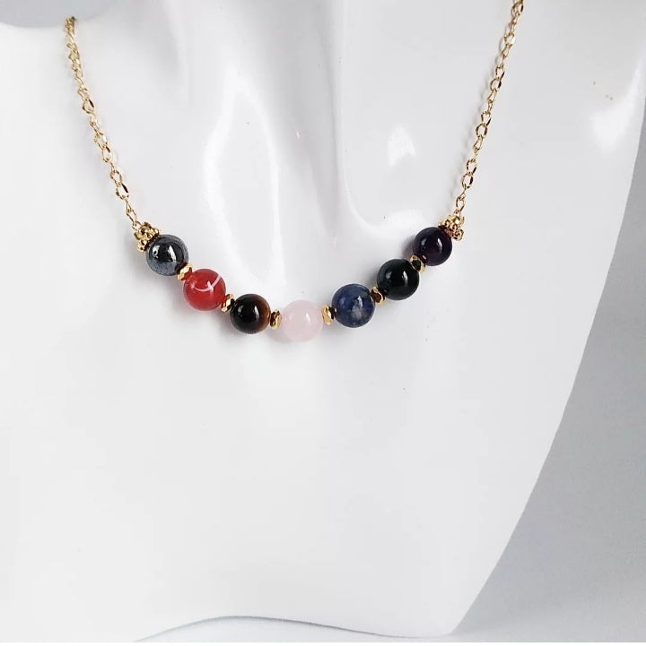 Retrouvez l'harmonie intérieure avec ce collier 7 chakras en pierres naturelles . Chaque perle est soigneusement choisie pour rééquilibrer vos énergies et favoriser le bien-être, la confiance et la sérénité au quotidien.