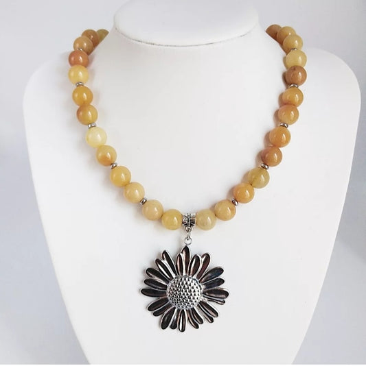 Collier en pierre naturelle - Aventurine jaune - Tournesol