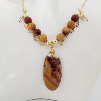 Collier création en pierre naturelle - Jaspe Mokaïte - Colibri