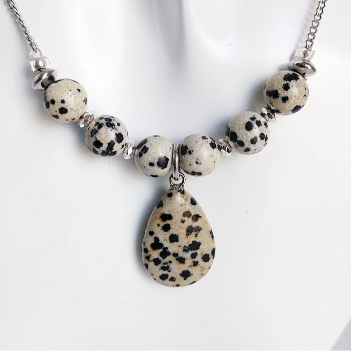 Collier en pierre naturelle - Jaspe Dalmatien