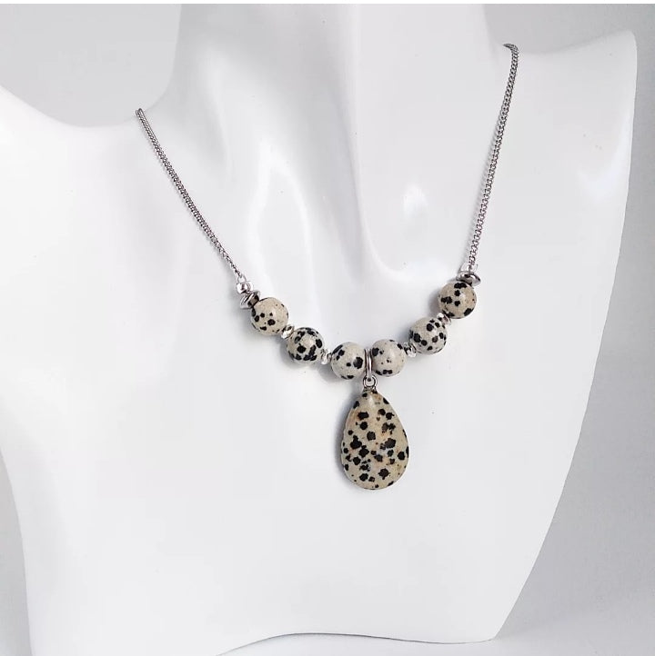 Collier en pierre naturelle - Jaspe Dalmatien