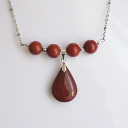 Collier Jaspe rouge - Goutte