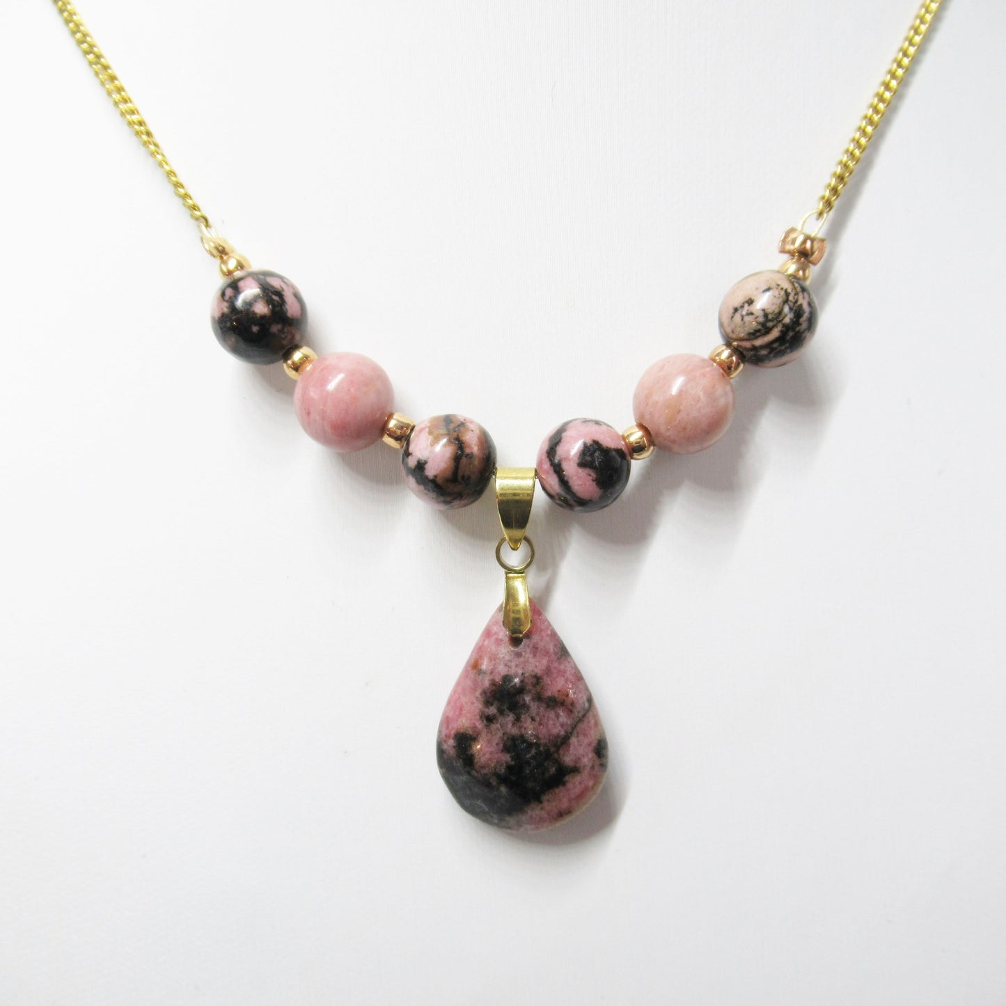 Collier Rhodonite Goutte en pierres naturelles