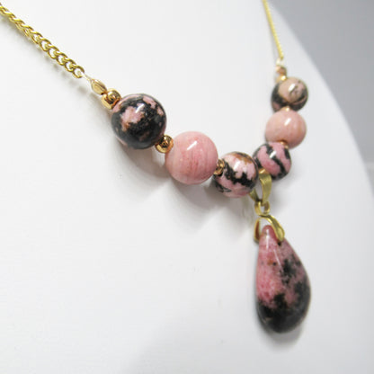 Collier Rhodonite Goutte en pierres naturelles