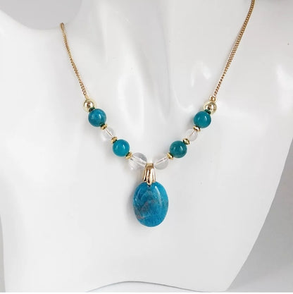 Collier en Apatite naturelle AAA : équilibre les chakras, favorise la communication et soutient la perte de poids. Élégance & énergie positive.