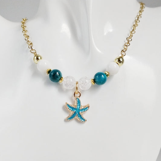 Collier en pierre naturelle - Apatite AAA - Nacre - Cristal de roche