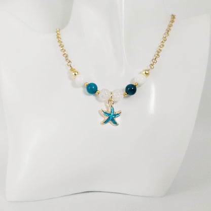 Collier en pierre naturelle - Apatite AAA - Nacre - Cristal de roche
