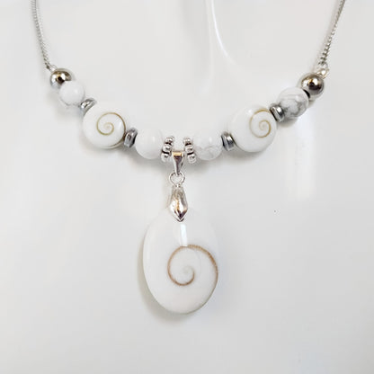Collier en pierre naturelle - Oeil de Sainte Lucie et Howlite