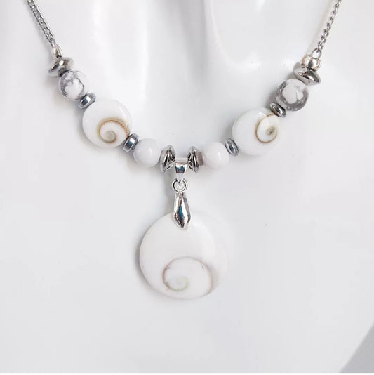 Collier en pierre naturelle - Oeil de Sainte Lucie et Howlite