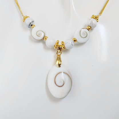 Collier en pierre naturelle - Oeil de Sainte Lucie et Howlite