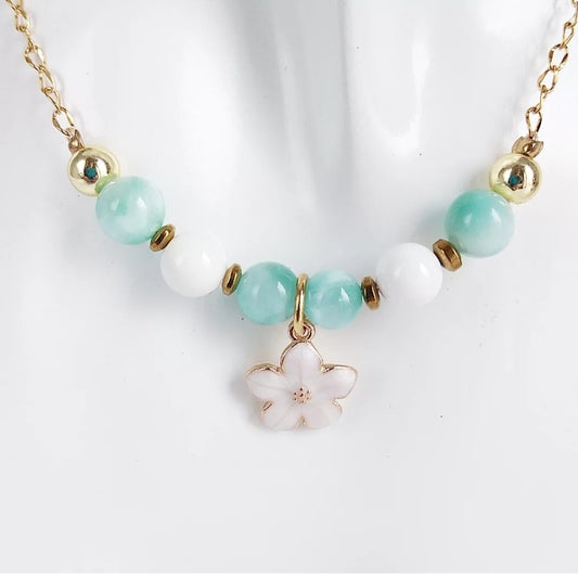 Collier en pierre naturelle - Garniérite - Nacre