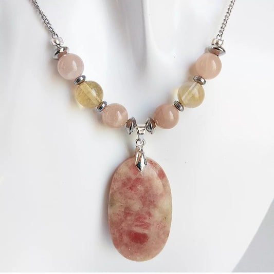Collier en pierre naturelle - Pierre de soleil et Citrine