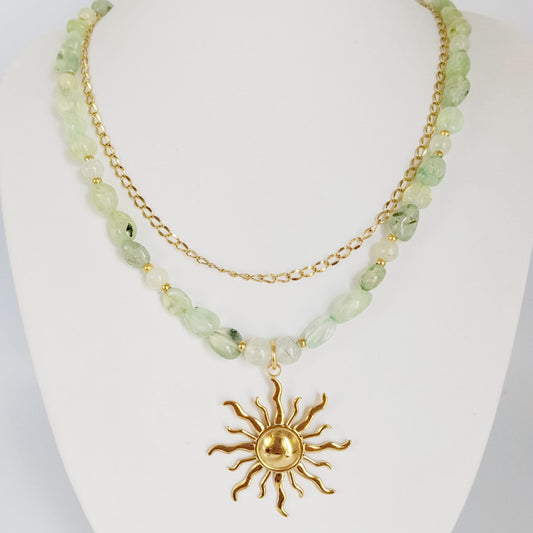 Collier en pierre naturelle - Préhnite - Soleil