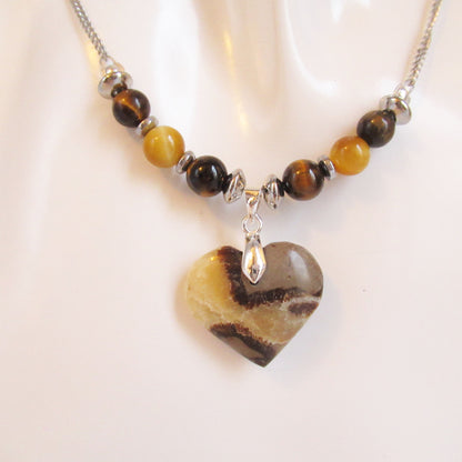 Collier Septaria Oeil de tigre en pierres naturelles