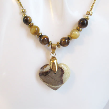 Collier Septaria Oeil de tigre en pierres naturelles