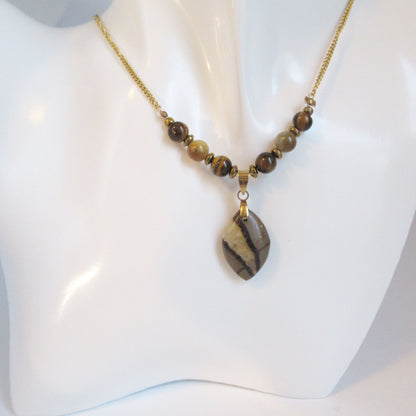 Collier Septaria Oeil de tigre en pierres naturelles