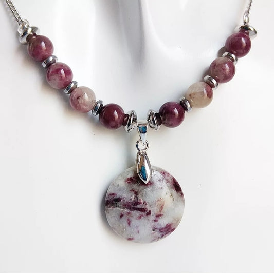 Collier en pierre naturelle - Tourmaline Rose (Rubellite)