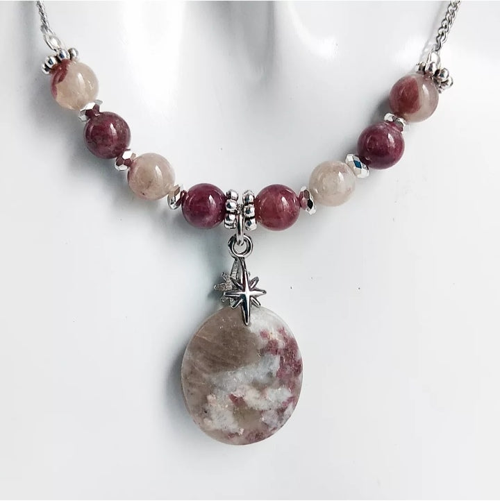 Collier en pierre naturelle - Tourmaline Rose (Rubellite)