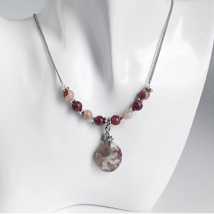 Collier en pierre naturelle - Tourmaline Rose (Rubellite)