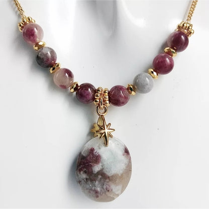 Collier en pierre naturelle - Tourmaline Rose (Rubellite)