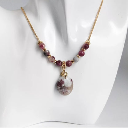 Collier en pierre naturelle - Tourmaline Rose (Rubellite)