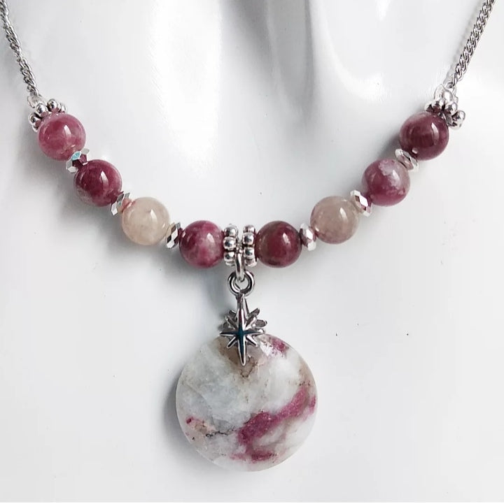 Collier en pierre naturelle - Tourmaline Rose (Rubellite)
